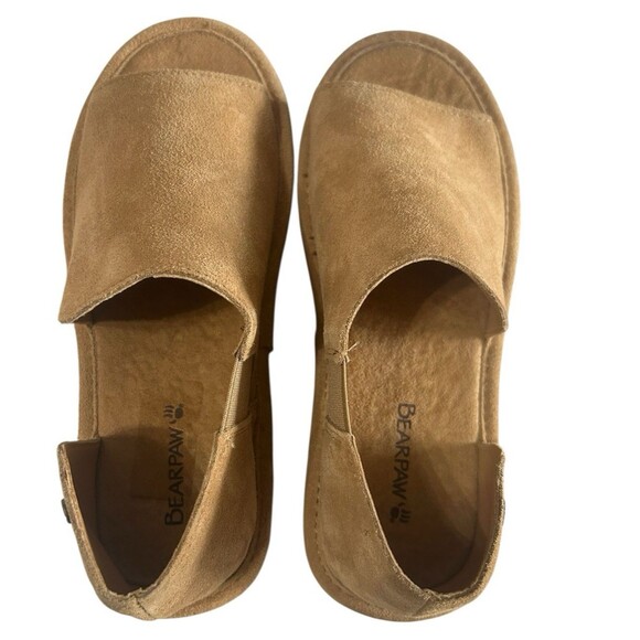 BEARPAW Women's Suede Sail Wedge Tan Cushioned Comfort Sandals Sz 8.5 - Picture 8 of 15